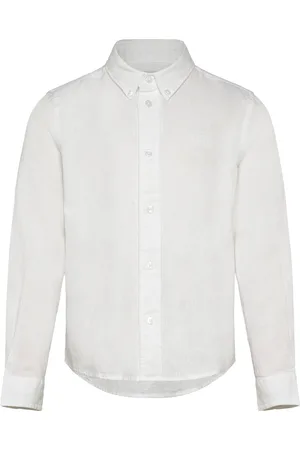 GANT Cotton Linen Bd Ls Shirt Tops Shirts Long-sleeved Shirts White