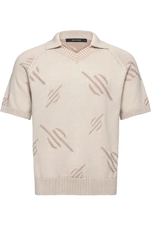 Daily paper Monogram Polo Knit Tops Polos Short-sleeved Beige