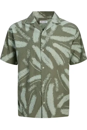 JACK & JONES Jjalberto Seersucker Resort Shiirt Ss Tops Shirts Short-sleeved Shirts Green Jack & J S