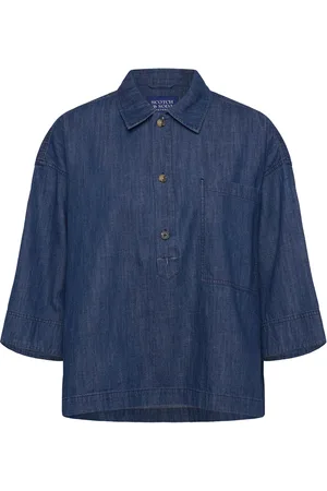Scotch&Soda Lightweight Denim Popover Shirt Tops Shirts Denim Shirts Navy