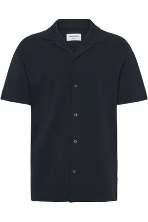 Lindbergh Pique Cabana Shirt S/S Tops Shirts Short-sleeved Shirts Navy