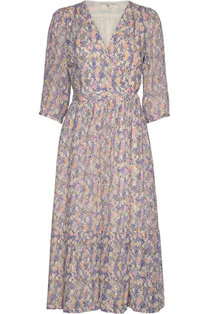 Second Female Poppi Midi Dress Knælang Kjole Blue