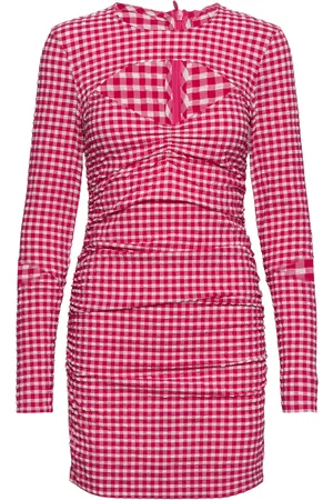 Ganni Stretch Seersucker Kort Kjole Red