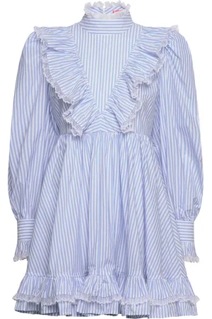 Custommade Louisa Stripes Kort Kjole Blue