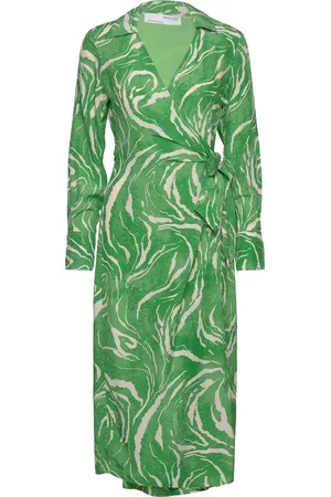 SELECTED Slfsirine Ls Midi Wrap Dress B Knælang Kjole Green