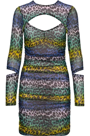 Ganni Printed Mesh Kort Kjole Multi/patterned
