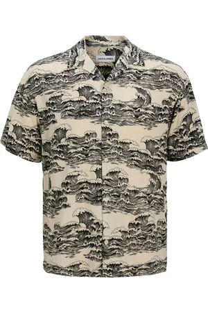 JACK & JONES Jjjeff Aop Resort Shirt Ss Tops Shirts Short-sleeved Shirts Cream Jack & J S