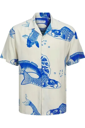 JACK & JONES Jjjeff Aop Resort Shirt Ss Tops Shirts Short-sleeved Shirts Cream Jack & J S