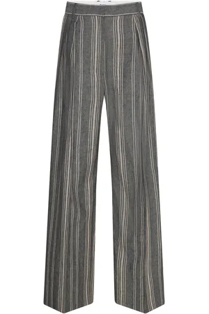 DAY Birger et Mikkelsen Enzo - Slub Stripe Designers Trousers Wide Leg Black
