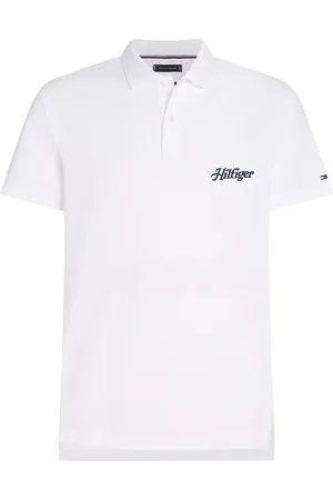 Tommy Hilfiger Script Graphic Reg Polo Tops Polos Short-sleeved White