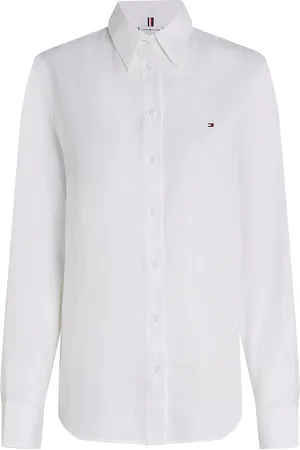 Tommy Hilfiger Ess Linen Relaxed Shirt Tops Shirts Long-sleeved White
