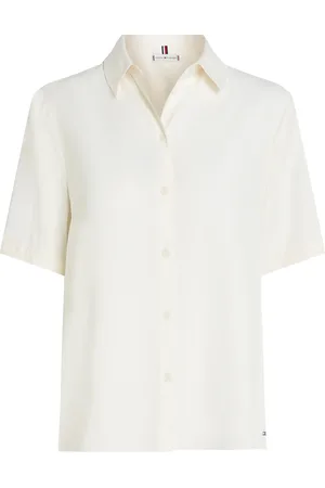 Tommy Hilfiger Soft Viscose S/S Shirt Tops Blouses Short-sleeved White