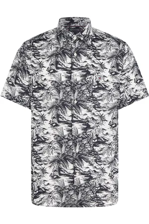 Tommy Hilfiger Linen Vacation Prt Ss Rf Shirt Tops Shirts Short-sleeved Shirts Black