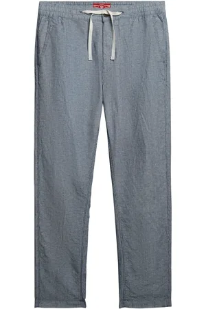 Superdry Merchant Linen Pant Bottoms Trousers Linen Trousers Blue