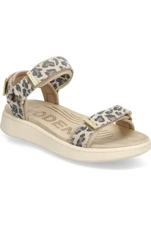 Woden Line Suede Flade Sandaler Beige
