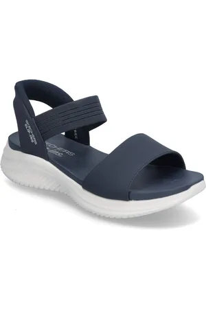 Skechers Women Ultra Flex 3.0 Summerville Shoes Sandals Flat Sandals Navy