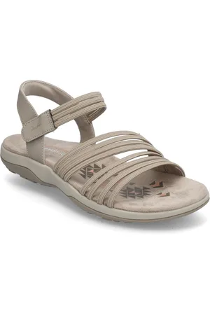 Skechers Women Reggae Slim Coffee Run Shoes Sandals Flat Sandals Beige