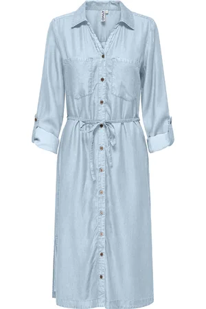 ONLY Onlcharis Life Ls Bel Shirt Dress Cc Wvn Knælang Kjole Blue