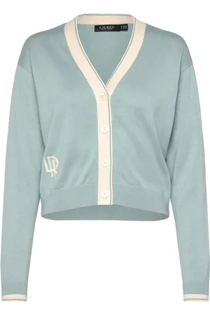 Ralph Lauren Two-T Cotton-Blend Cardigan Tops Knitwear Cardigans Blue