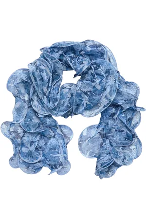 Ralph Lauren Floral Ruffled Scarf Accessories Scarves Lightweight Scarves Blue