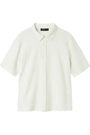 LMTD Nlnfinen Ss Shirt Tops Shirts Short-sleeved Shirts White