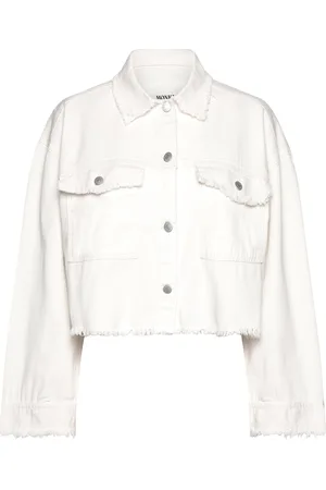 Monki Cropped Boxy Twill Jacket Outerwear Jackets Light-summer Jacket White