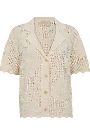Mos Mosh Mmune Flower Knit Cardigan Tops Knitwear Cardigans Cream
