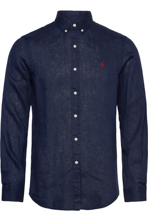 Ralph Lauren Slim Fit Linen Shirt Tops Shirts Linen Shirts Navy