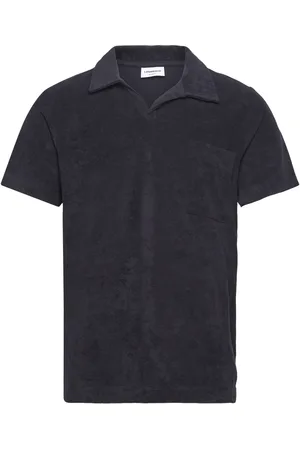 Lindbergh Terry Pique W Split Neck Tops Polos Short-sleeved Navy
