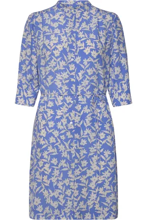 GANT Reg Floral Print Ss Shirt Dress Kort Kjole Blue