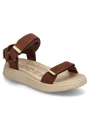 Woden Line Suede Flade Sandaler Brown
