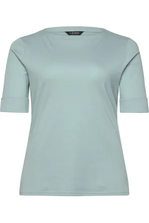 Ralph Lauren Stretch Cotton Boatneck Top Tops T-shirts & Tops Short-sleeved Blue