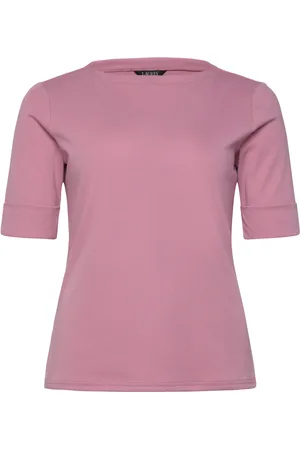 Ralph Lauren Stretch Cotton Boatneck Top Tops T-shirts & Tops Short-sleeved Pink