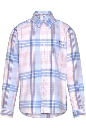 GANT Checked Oxford Bd Ls Shirt Tops Shirts Long-sleeved Shirts Blue