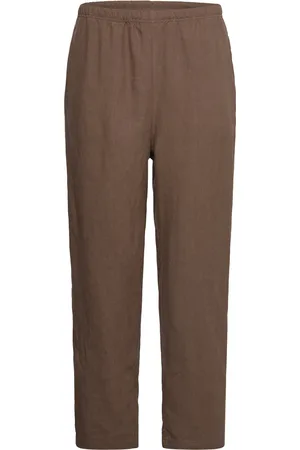 Weekday Relaxed Linen Joggers Bottoms Trousers Linen Trousers Brown