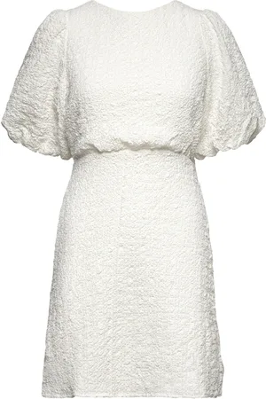 BUBBLEROOM Structured Bow Short Dress Kort Kjole White