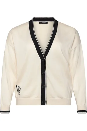 Ralph Lauren Two-T Cotton-Blend Cardigan Tops Knitwear Cardigans Cream