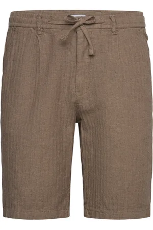 Lindbergh Linen Blend Herringb Short Bottoms Shorts Casual Brown