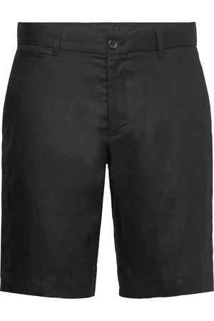 MANGO Slim-Fit 100% Linen Bermuda Shorts Bottoms Shorts Linen Shorts Black