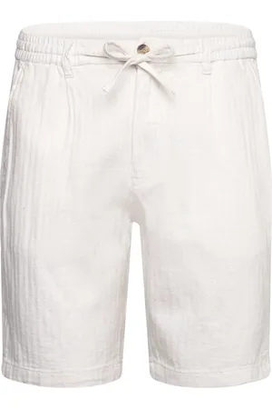 Lindbergh Linen Blend Herringb Short Bottoms Shorts Casual White
