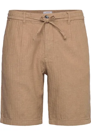 Lindbergh Linen Blend Herringb Short Bottoms Shorts Casual Beige