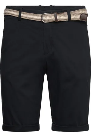 Lindbergh Superflex Chino Shorts W?. Belt Bottoms Shorts Chinos Shorts Black