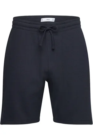 MANGO Structured Knitted Shorts Bottoms Shorts Sweat Shorts Navy