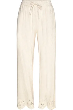Freequent Fqlinus-Pants Bottoms Trousers Wide Leg Cream