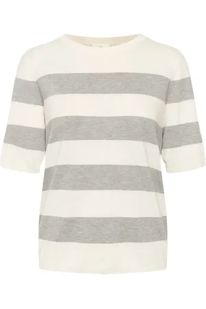 Kaffe Kalizza Striped Knit Tops Knitwear Jumpers White