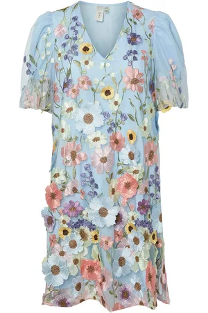 Y.A.S Flowering Ss Dress New - Show Kort Kjole Blue