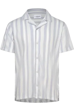Lindbergh Knitted Resort Collar S/S Tops Shirts Short-sleeved White