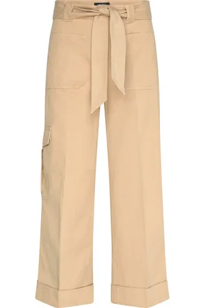 Ralph Lauren Pleated Cotton Twill Wide-Leg Cargo Pant Bottoms Trousers Cargo Pants Beige