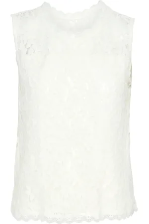 Cream Crkit Lace Top Tops Blouses Sleeveless White