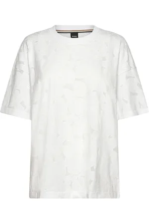HUGO BOSS Easie_Burnout Tops T-shirts & Tops Short-sleeved White
